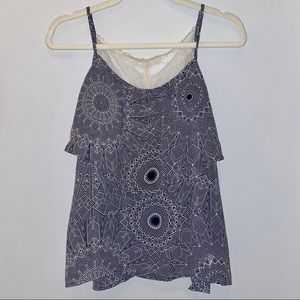 Women’s Blue Pattern + Lace PacSun Sleeveless Top